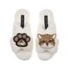 Classic Laines Slippers With Tom Cat & Paw Brooches