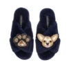 Classic Laines Slippers With Princess The Chihuahua & Paw Brooches