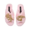 Classic Laines Slippers With Gold Prawn & Coral Brooches