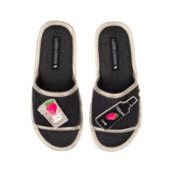 Straw Braided Sandals With Tequila Strawberry Brooches