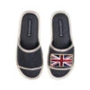 Straw Braided Sandals With Union Jack Brooch