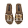 Straw Braided Sandals With Gold & Silver Initial Brooches