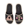 Straw Braided Sandals With Libra Star Sign Brooches