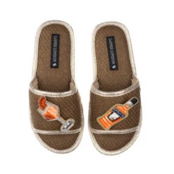 Straw Braided Sandals With Summer Spritz Brooches