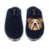 Teddy Closed Toe Slippers With Mr Beefy The Bulldog Brooch