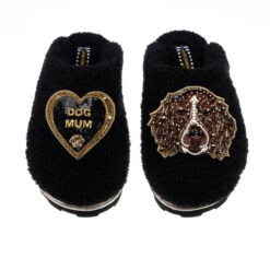Teddy Closed Toe Slippers With Duke & Dog Mum Brooches