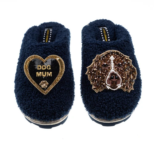 Teddy Closed Toe Slippers With Duke & Dog Mum Brooches - Image 3