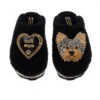 Teddy Closed Toe Slippers With Minnie & Dog Mum Brooches