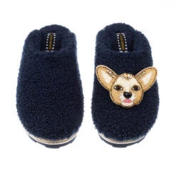 Teddy Closed Toe Slippers With Princess The Chihuahua Brooch