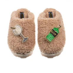 Teddy Closed Toe Slippers With Original Gin Brooches