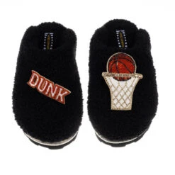 Teddy Closed Toe Slippers With Basketball Brooches