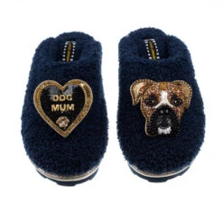 Teddy Closed Toe Slippers With Pip & Dog Mum Brooches