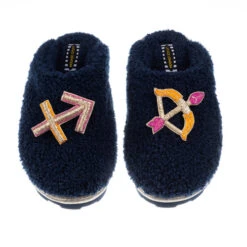 Teddy Closed Toe Slippers With Sagittarius Star Sign Brooches