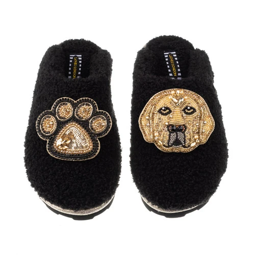 Teddy Closed Toe Slippers With Skip & Paw Brooches - Image 2