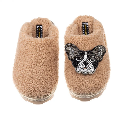 Teddy Closed Toe Slippers With Coco The Frenchie Brooch - Image 2