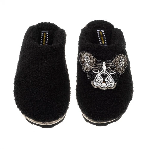 Teddy Closed Toe Slippers With Coco The Frenchie Brooch - Image 3