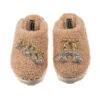 Teddy Closed Toe Slippers With Mrs & Initial Brooches