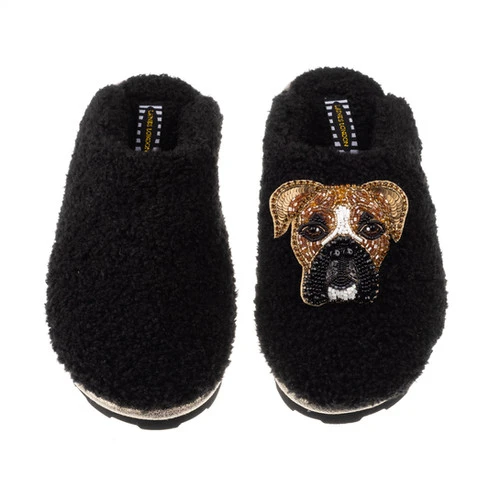 Teddy Closed Toe Slippers With Pip The Boxer Brooch - Image 3