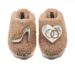 Teddy Closed Toe Slippers With Mrs Heel & Wedding Rings Brooches