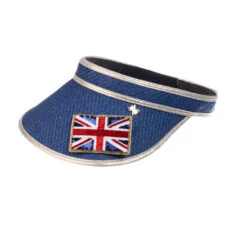 Straw Woven Visor With Embellished Union Jack Brooch