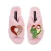 Classic Laines Slippers With Heart & Lovebirds Brooches
