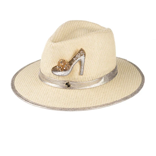Straw Woven Hat With Embellished Mrs Heel Brooch - Image 3