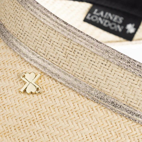 Straw Woven Visor With This Way To The Beach Sign Brooch - Image 7