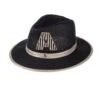 Straw Woven Hat With Embellished Black & White Initial Brooch