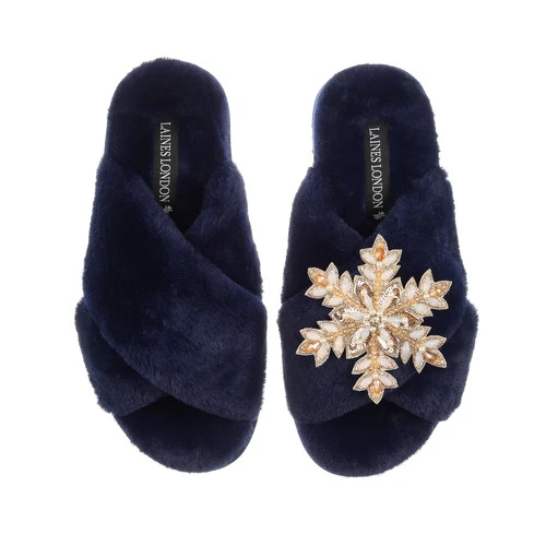 Classic Laines Slippers With Snowflake Brooch - Image 2