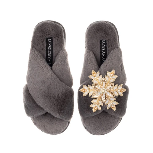 Classic Laines Slippers With Snowflake Brooch - Image 3