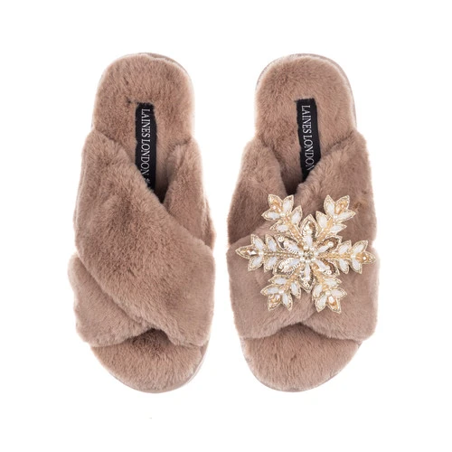 Classic Laines Slippers With Snowflake Brooch - Image 5