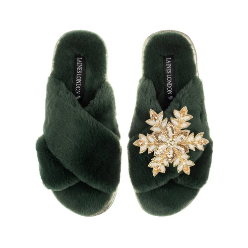 Classic Laines Slippers With Snowflake Brooch - Image 6