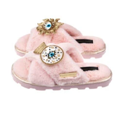 Ultralight Chic Slippers With Mystic Eye Brooches