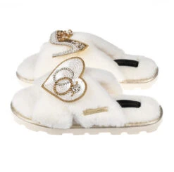 Ultralight Chic Slippers With Mrs Heel & Wedding Ring Brooches