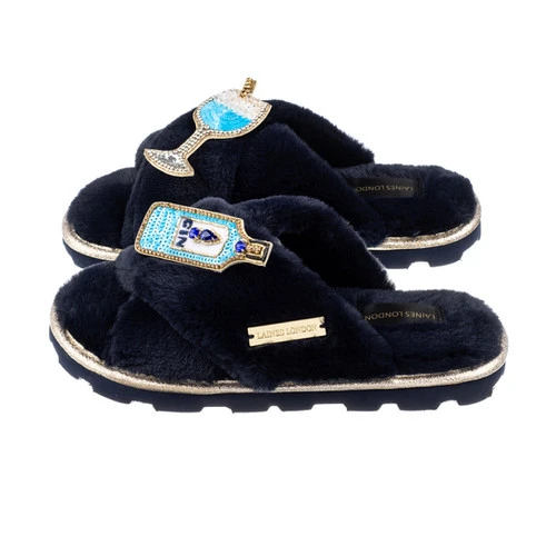Ultralight Chic Slippers With Sapphire Gin Brooches