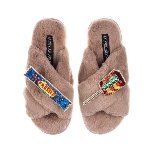 Classic Laines Slippers With Refresher & Drumstick Brooches - Image 3