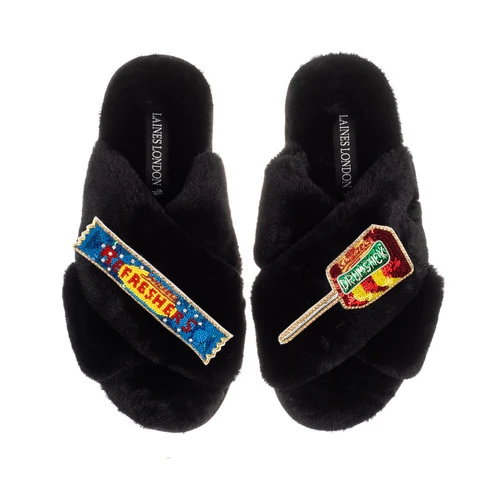 Classic Laines Slippers With Refresher & Drumstick Brooches - Image 5