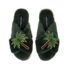 Classic Laines Slippers With Double Palm Tree Brooches