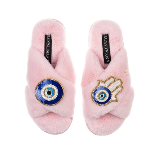 Classic Laines Slippers With Evil Eye & Hamsa Hand Brooches - Image 4