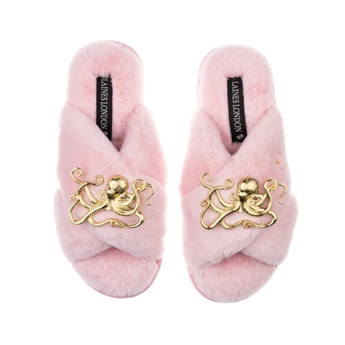 Classic Laines Slippers With Gold Metal Octopus Brooches - Image 6