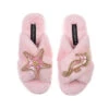 Classic Laines Slippers With Pink & Gold Seahorse & Starfish Brooches