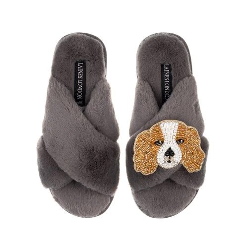 Classic Laines Slippers With Lady The King Charles Brooch - Image 5
