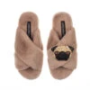 Classic Laines Slippers With Franki The Pug Brooch