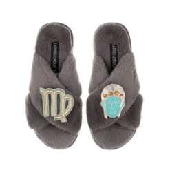 Classic Laines Slippers With Virgo Star Sign Brooches