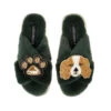Classic Laines Slippers With Lady The King Charles & Paw Brooches