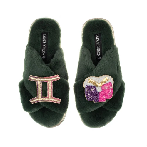Classic Laines Slippers With Gemini Star Sign Brooches - Image 4