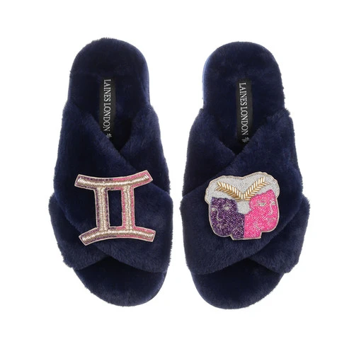 Classic Laines Slippers With Gemini Star Sign Brooches - Image 6