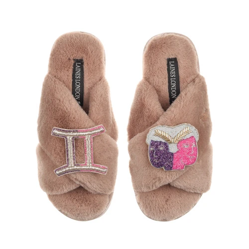 Classic Laines Slippers With Gemini Star Sign Brooches - Image 7