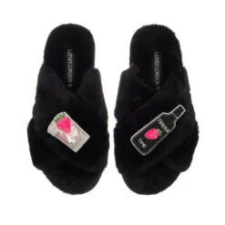 Classic Laines Slippers With Tequila Strawberry Brooches