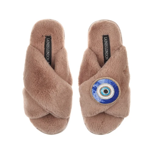 Classic Laines Slippers With Evil Eye Brooch - Image 2